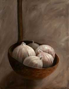 ladle with garlic