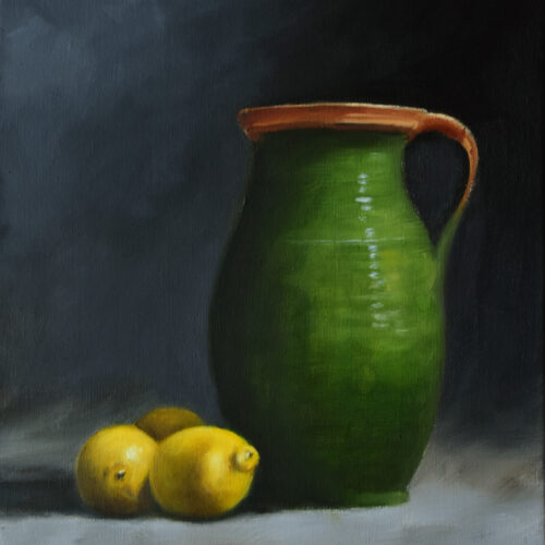 291 Green vase with lemons
